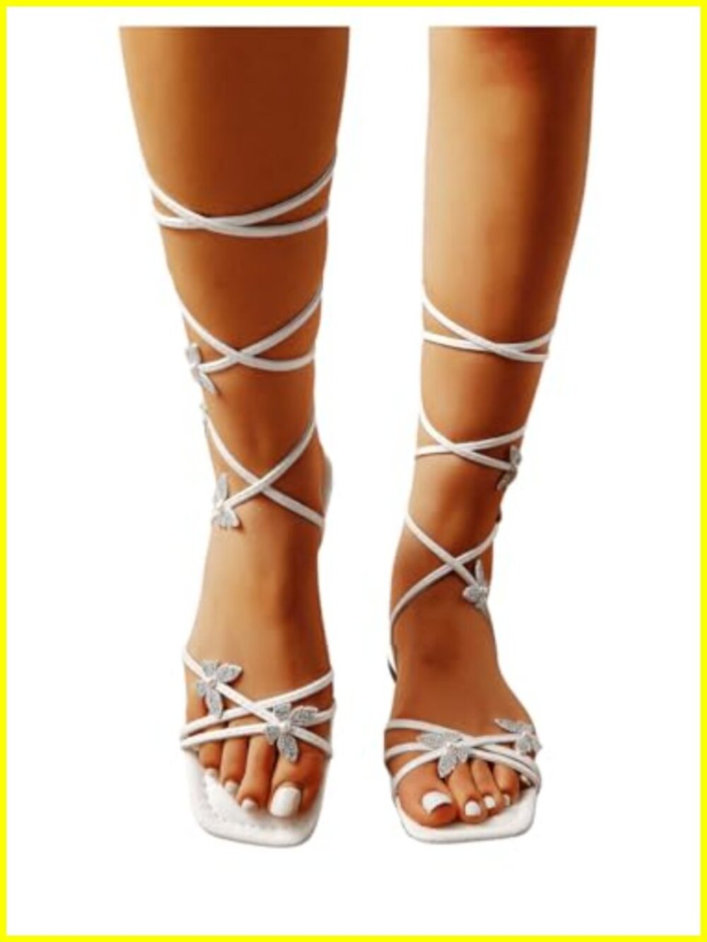 Lace Up Strappy Rhinestone Sparkly Dressy Flat Sandals